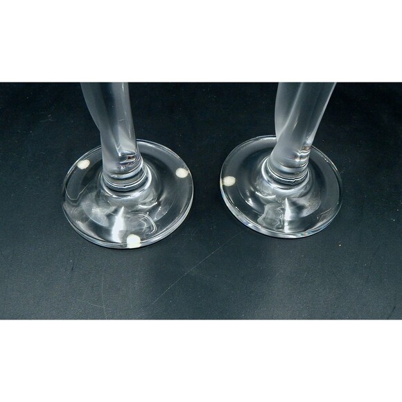 Riedel Crystal Calla Lily Candlestick Holder Pair 7-1/2 Inches Tall Frosted - Picture 6 of 8
